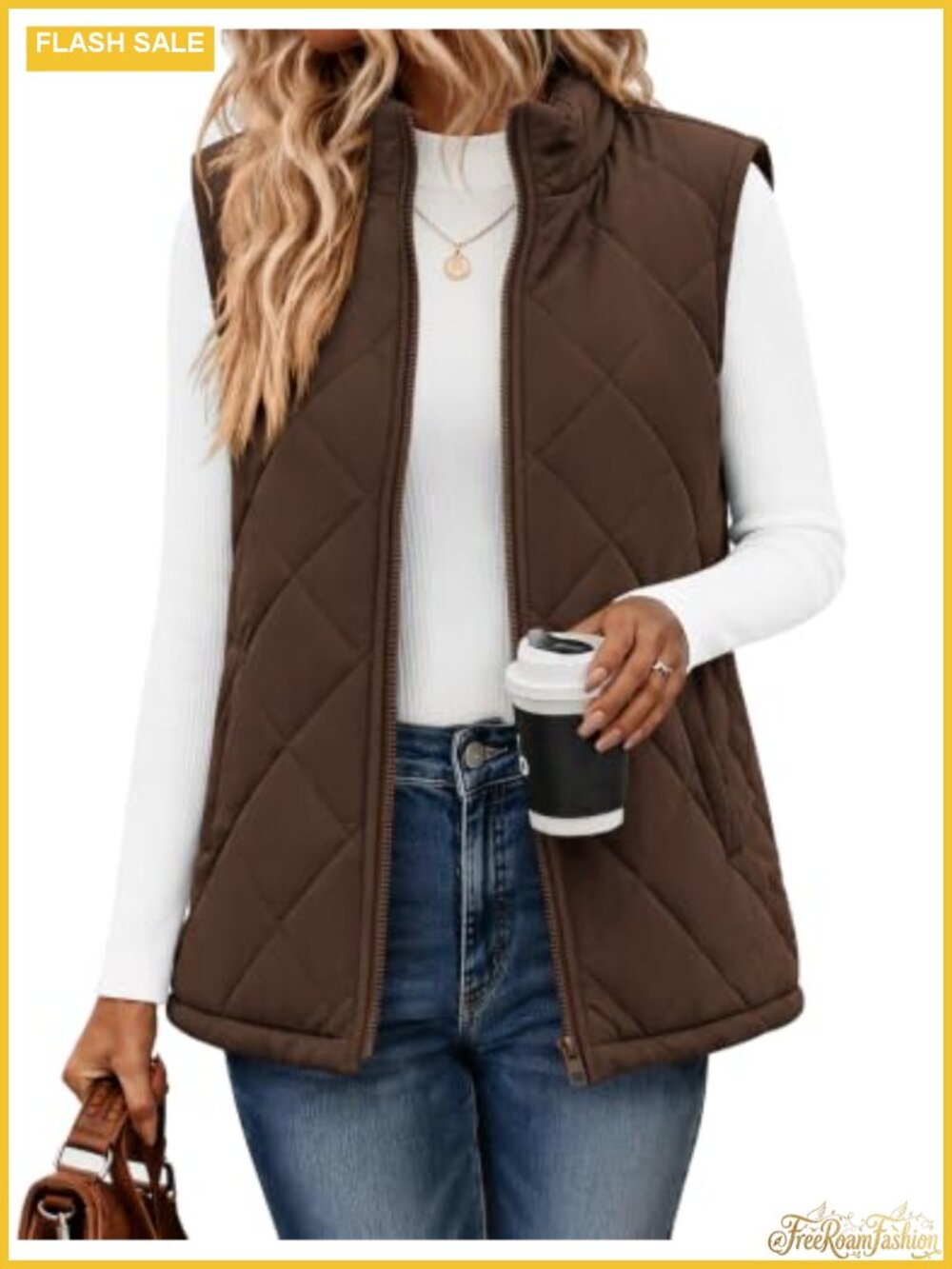 Women's Quilted Puffer Vest Zip Up Sleeveless Casual Fall Winter Outerwear